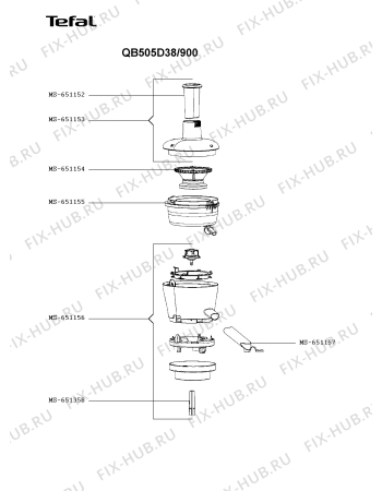 Взрыв-схема кухонного комбайна Tefal QB505D38/900 - Схема узла EP005804.6P6