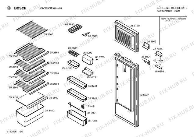 Схема №3 KSV2890IE с изображением Ручка двери для холодильной камеры Bosch 00480268