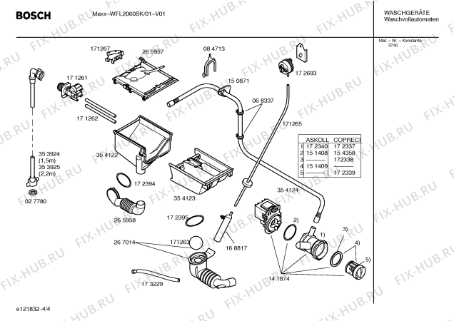 Схема №4 WFL2060SK WFL2060 с изображением Инструкция по установке и эксплуатации для стиральной машины Bosch 00527326