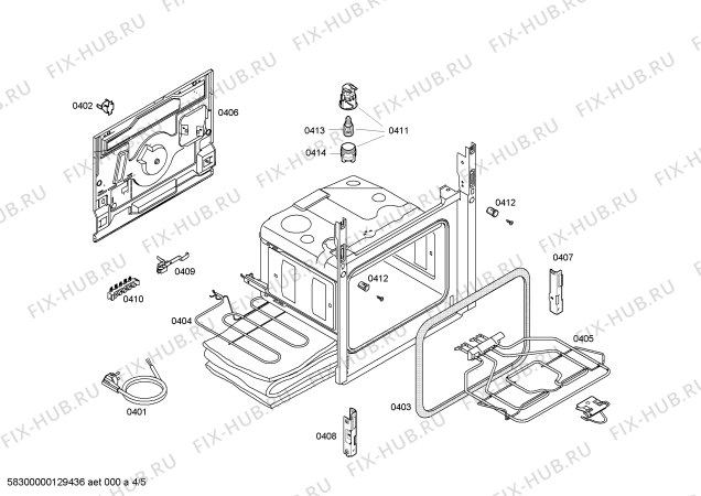 Взрыв-схема плиты (духовки) Siemens HM424210N - Схема узла 04