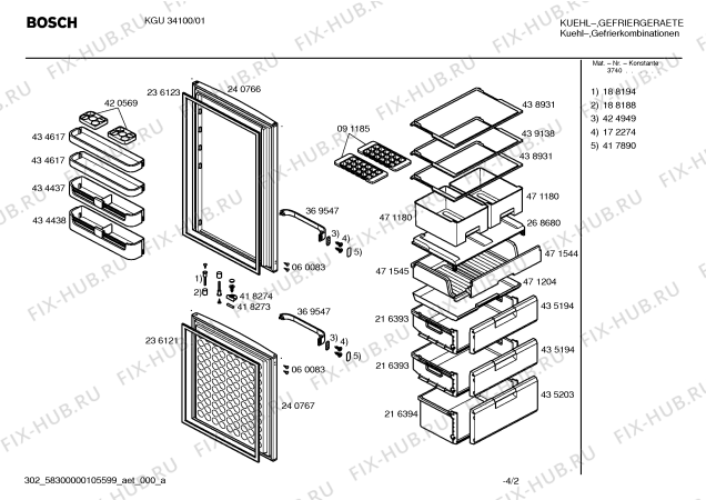 Схема №4 KGU34100 с изображением Инструкция по эксплуатации для холодильной камеры Bosch 00593191