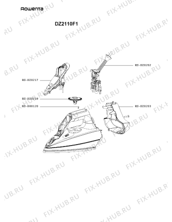 Схема №1 DZ2110D1 с изображением Рукоятка для утюга (парогенератора) Rowenta RS-DZ0217