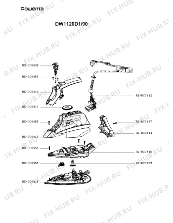 Схема №1 DW1120D1/90 с изображением Рукоятка для утюга (парогенератора) Rowenta RS-DC0413