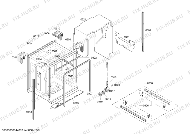 Взрыв-схема посудомоечной машины Bosch SHX45L05UC - Схема узла 03