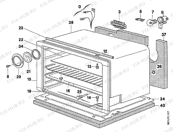 Взрыв-схема плиты (духовки) Faure CCT685M1 - Схема узла Oven body