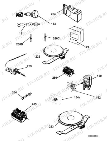 Взрыв-схема плиты (духовки) Electrolux EKM513503W - Схема узла Section 8