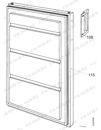 Схема №1 A1200-4GS с изображением Дверка для холодильной камеры Aeg 531040166385