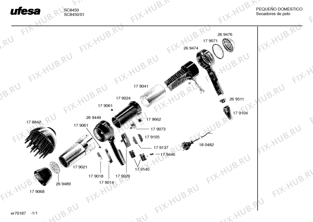 Схема №1 SC8450 TOP LINE с изображением Заглушка для фена Bosch 00179061