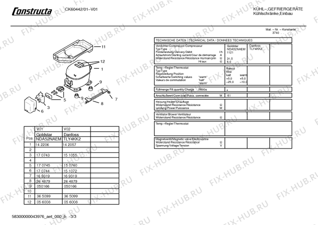 Взрыв-схема холодильника Constructa CK60442 - Схема узла 03