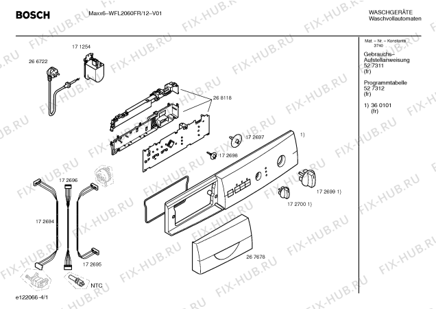 Схема №3 WFL2060FR MAXX 6 WFL1600 electronique с изображением Инструкция по установке и эксплуатации для стиральной машины Bosch 00527311
