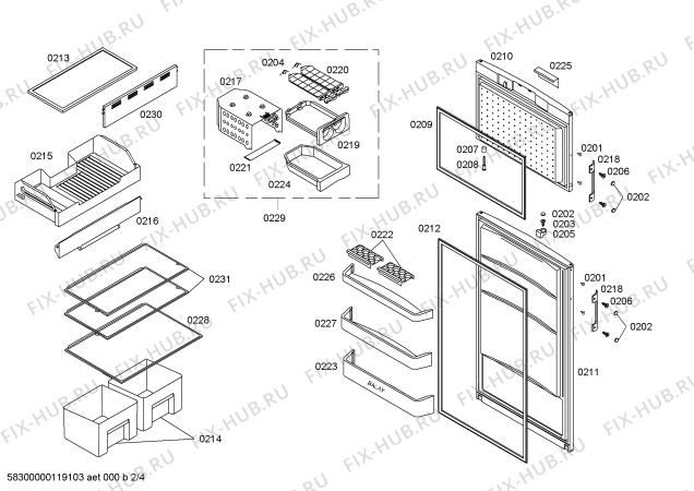Взрыв-схема холодильника Balay 3FFB3510 - Схема узла 02