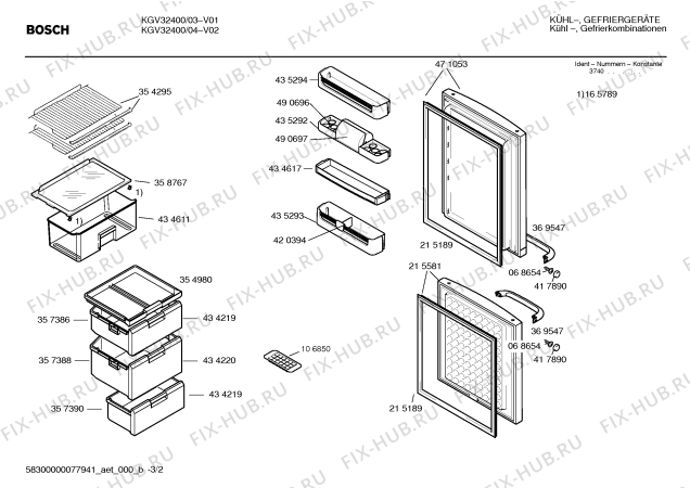 Схема №2 KGV32400 с изображением Дверь для холодильной камеры Bosch 00471053