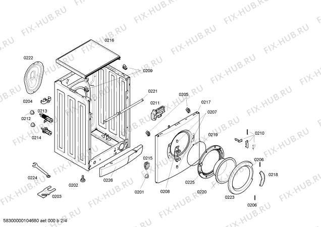 Взрыв-схема стиральной машины Bosch WFX2450SN Maxx Advandage WFX2450 - Схема узла 02