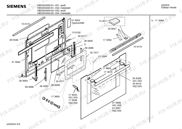 Схема №4 HB53524SK с изображением Инструкция по эксплуатации для плиты (духовки) Siemens 00527017