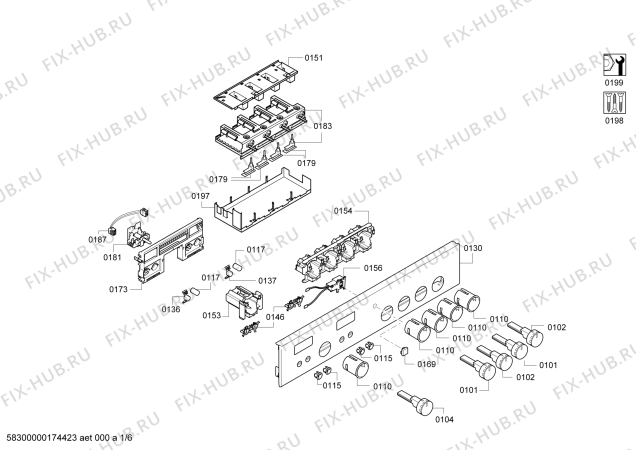 Схема №5 E18P42N3 Einländervarianten mit LO ausserhalb LOT с изображением Панель управления для плиты (духовки) Bosch 00791865