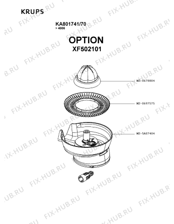 Взрыв-схема кухонного комбайна Krups KA801741/70 - Схема узла 5P003089.3P4