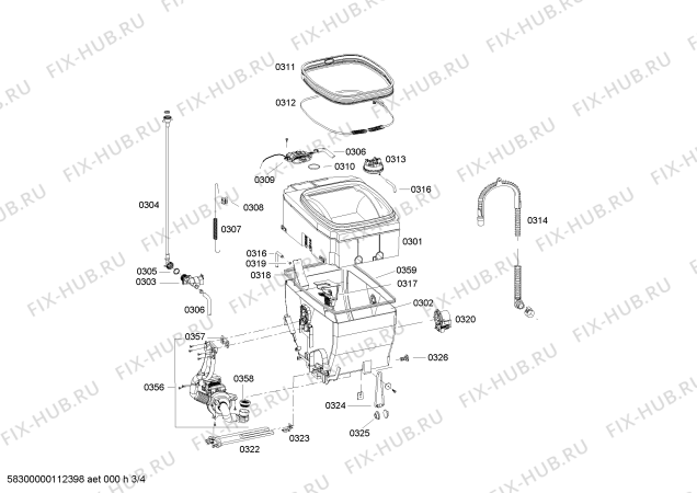 Схема №2 WOT20352OE с изображением Корпус для стиралки Siemens 00247450