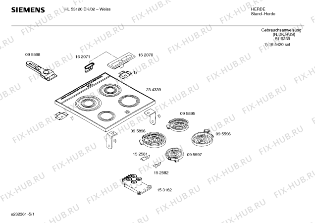 Схема №4 HL54420SC с изображением Стеклокерамика для плиты (духовки) Siemens 00234339