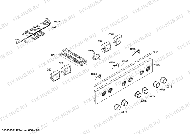 Взрыв-схема плиты (духовки) Bosch HCE422120C - Схема узла 02