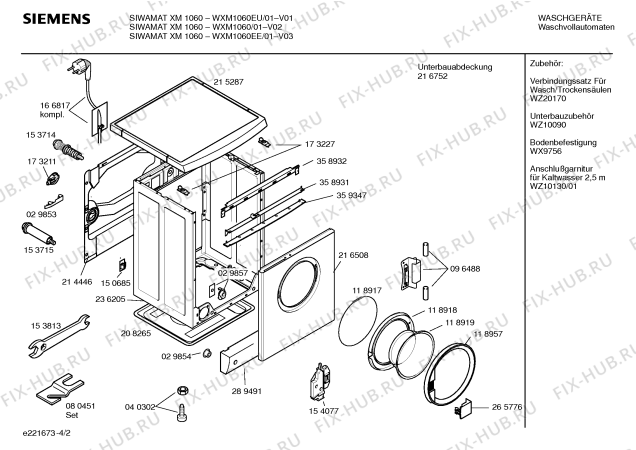 Схема №3 WXM1460EU SIEMENS SIWAMAT XM 1460 с изображением Таблица программ для стиральной машины Siemens 00527165