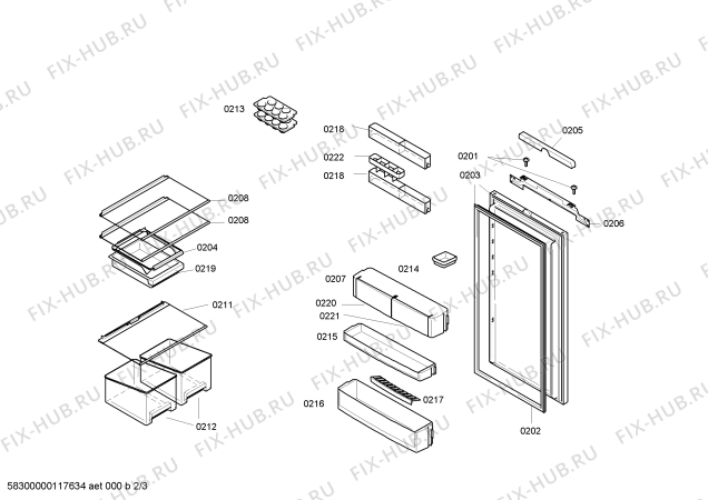 Схема №1 KIC38A40CH с изображением Дверь для холодильной камеры Bosch 00239338