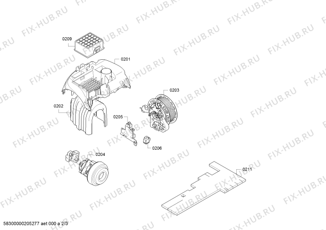 Взрыв-схема пылесоса Bosch BGL35MOV21 MoveOn - Схема узла 02