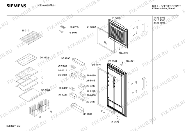 Схема №1 KS39V690FF с изображением Инструкция по эксплуатации для холодильной камеры Siemens 00584522