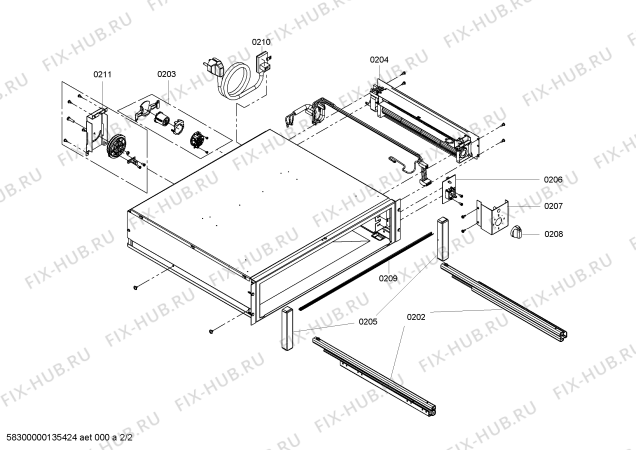 Взрыв-схема плиты (духовки) Siemens HW1402P2 - Схема узла 02