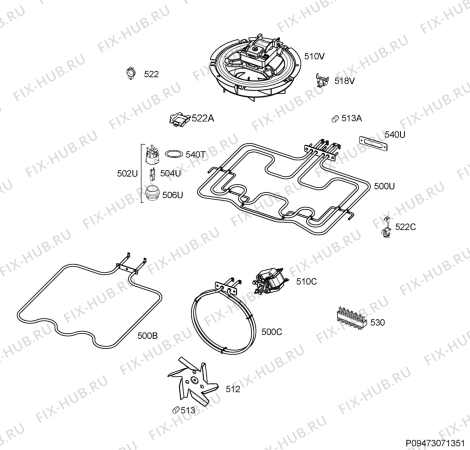 Взрыв-схема плиты (духовки) Zanussi ZCK68200X - Схема узла Electrical equipment