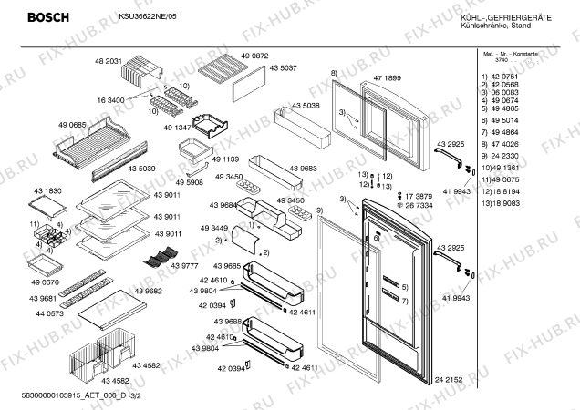 Схема №2 KSU36622NE с изображением Инструкция по эксплуатации для холодильника Bosch 00591357