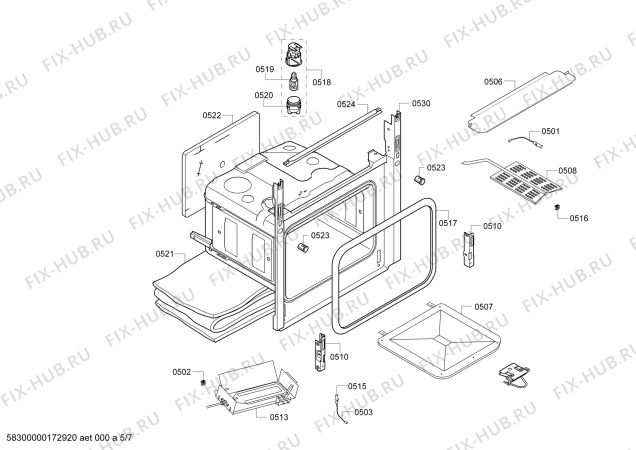 Взрыв-схема плиты (духовки) Bosch HGG233127R - Схема узла 05