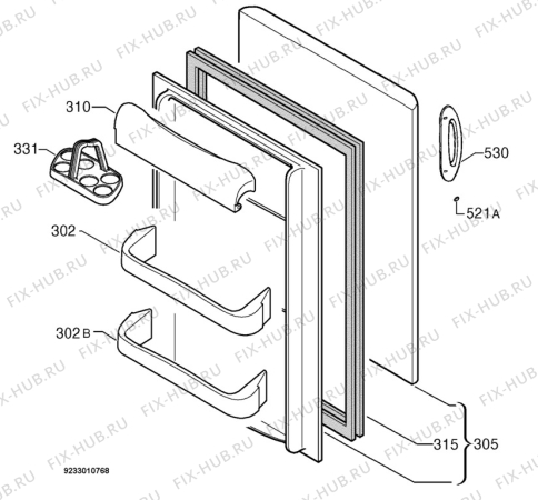 Взрыв-схема холодильника Electrolux ERT1372 - Схема узла Door 003