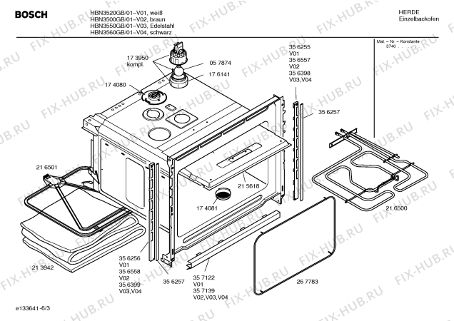 Взрыв-схема плиты (духовки) Bosch HBN3500GB - Схема узла 03