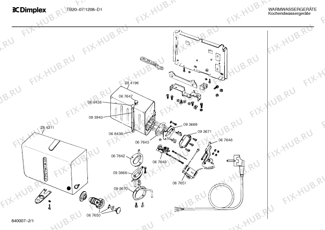 Схема №1 07/1208 TB20 с изображением Кнопка для водонагревателя Bosch 00067650