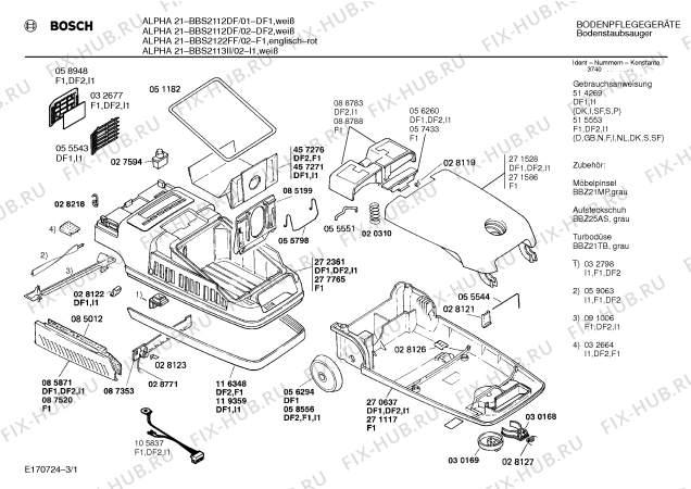 Схема №2 BBS3211CH ALPHA 32 с изображением Щетка для пола для мини-пылесоса Bosch 00460114