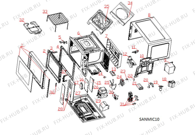 Схема №1 MWHAF203B с изображением Дверца для свч печи Whirlpool 488000552932