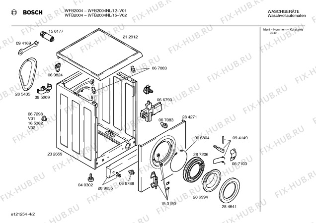 Взрыв-схема стиральной машины Bosch WFB2004NL - Схема узла 02