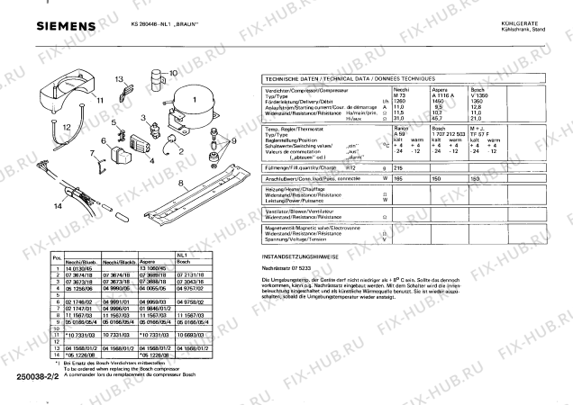 Взрыв-схема холодильника Siemens KS260446 - Схема узла 02