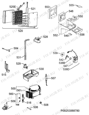 Взрыв-схема холодильника Electrolux SB339NCN - Схема узла Cooling system 017