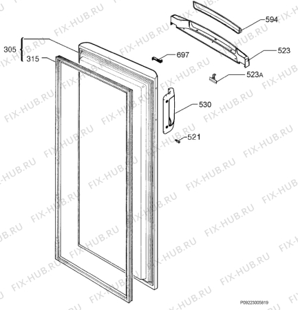 Взрыв-схема холодильника Electrolux EUC16291W - Схема узла Door 003