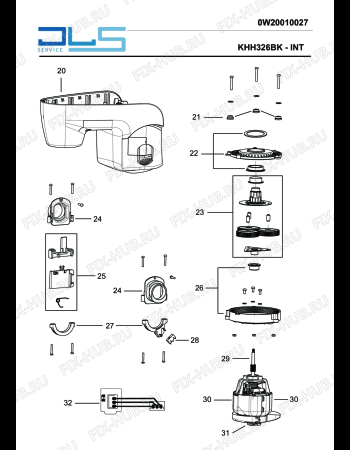 Взрыв-схема кухонного комбайна KENWOOD KHH326BK multione MIXER - Схема узла 3