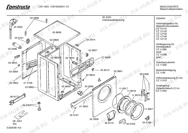 Взрыв-схема стиральной машины Constructa CW16030 CW1603 - Схема узла 02