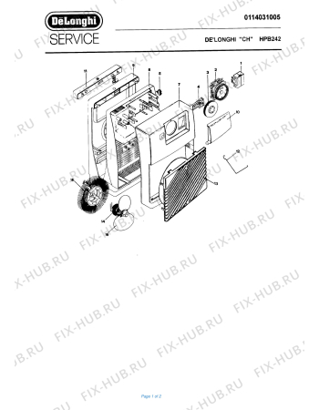 Схема №1 HPB 242 с изображением Решетка для электрообогревателя DELONGHI 534560