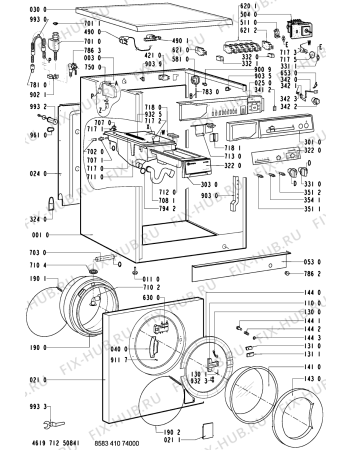 Схема №1 WA 2362-ROK с изображением Обшивка для стиральной машины Whirlpool 481245213719