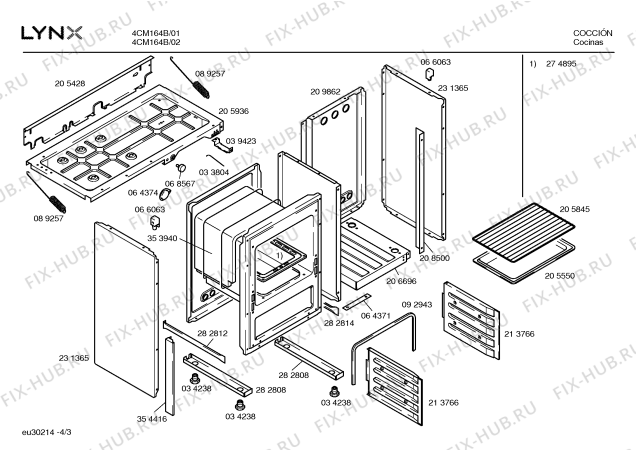 Взрыв-схема плиты (духовки) Lynx 4CM164B - Схема узла 03
