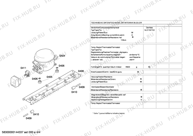 Взрыв-схема холодильника Bosch KDN49V43IL - Схема узла 04