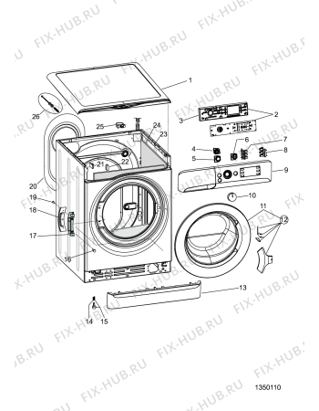 Взрыв-схема стиральной машины Whirlpool NOVAMATICWT1475E (F100004) - Схема узла
