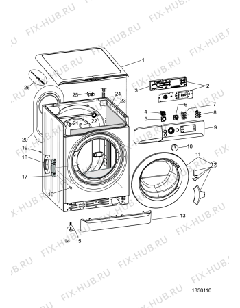 Взрыв-схема стиральной машины Indesit XWDE861680XW (F088808) - Схема узла