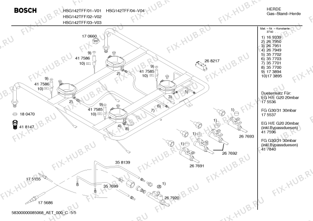 Схема №4 HSG142TFF Bosch с изображением Инструкция по эксплуатации для электропечи Bosch 00584239