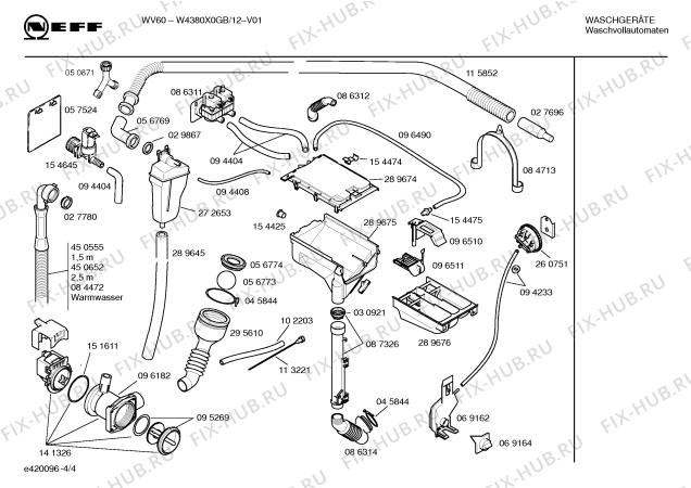 Схема №2 W4280G0EU WI60 с изображением Таблица программ для стиральной машины Bosch 00519803